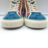 Gucci Tennis 1977 GG High Top Sneakers Multicolor Canvas Size 35.5 NEW