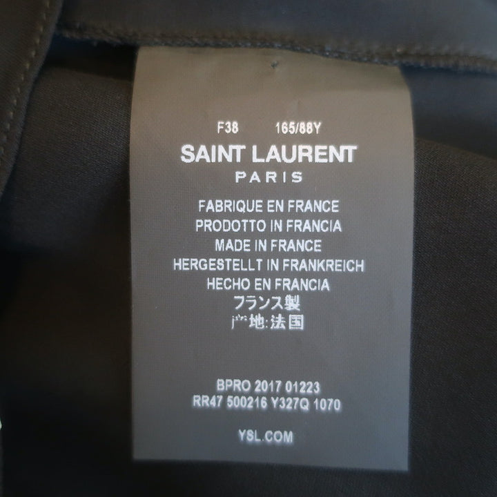 Saint Laurent Polka Dot One-Shoulder Mini Dress Black Silk Size 38