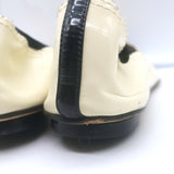 Chanel Bicolor Cap Toe Elastic Ballet Flats Cream & Black Patent Leather Size 39