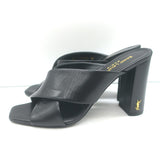 Saint Laurent LouLou Crisscross Sandals Black Leather Size 36 Open Toe Heels