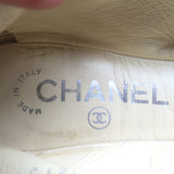 Chanel Bicolor Cap Toe Elastic Ballet Flats Cream & Black Patent Leather Size 39