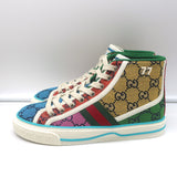 Gucci Tennis 1977 GG High Top Sneakers Multicolor Canvas Size 35.5 NEW