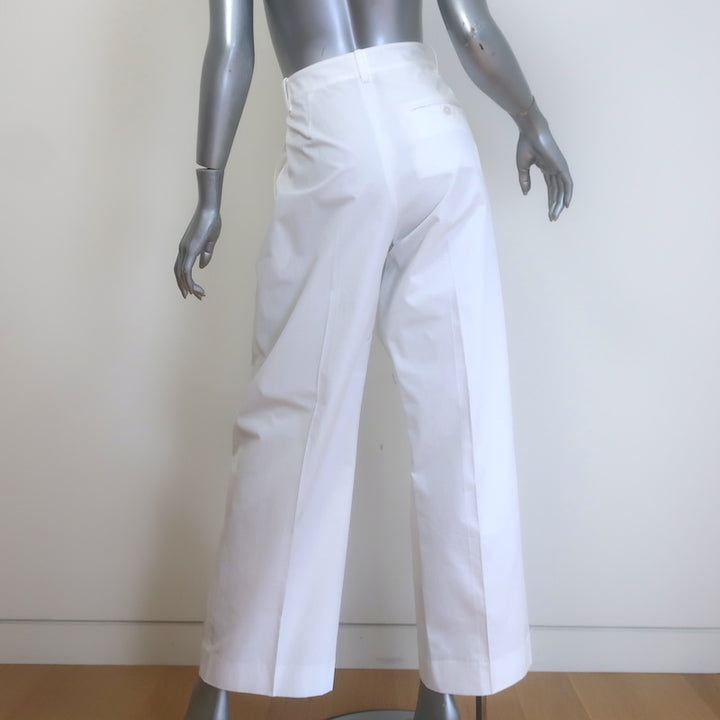 Ralph Lauren Collection Jody High-Rise Wide Leg Pants White Cotton Size 10