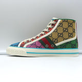 Gucci Tennis 1977 GG High Top Sneakers Multicolor Canvas Size 35.5 NEW