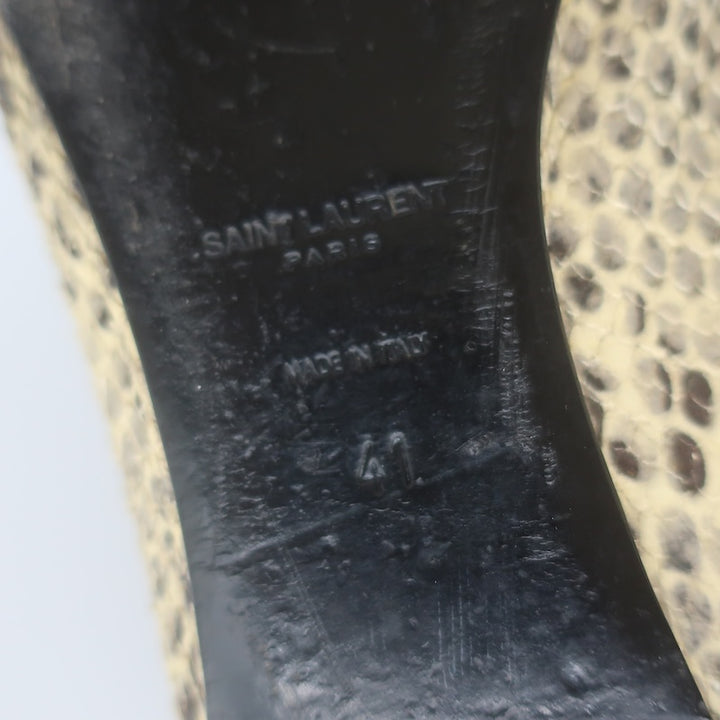 Saint Laurent Snakeskin Bow Ballet Flats Beige/Black Size 41 / US 10.5