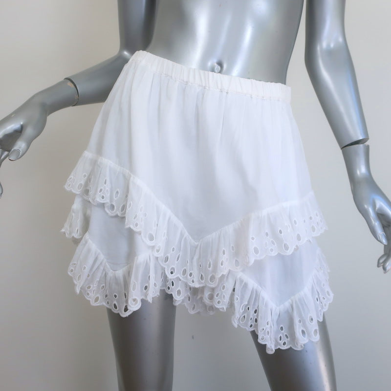 Isabel Marant Etoile Ruffled Eyelet-Embroidered Top &amp; Shorts Set White Size 40