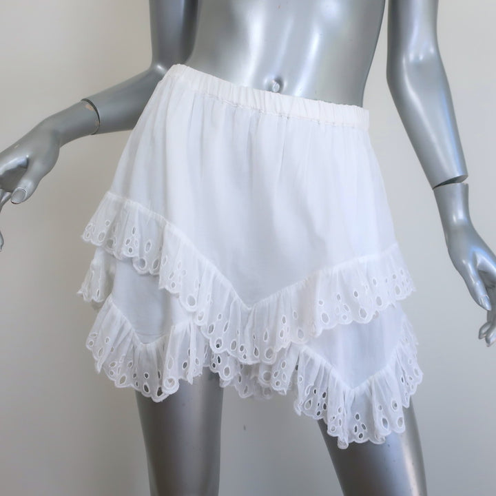 Isabel Marant Etoile Ruffled Eyelet-Embroidered Top &amp; Shorts Set White Size 40