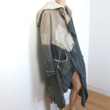 Greg Lauren Nomad Shearling-Hood Coat Beige Military Canvas & Gray Wool Size 3