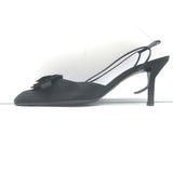 Chanel Camellia CC Faux Pearl Slingback Pumps Black Grosgrain Size 41