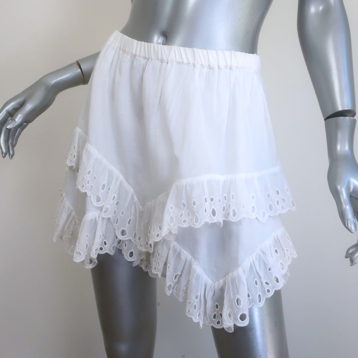 Isabel Marant Etoile Ruffled Eyelet-Embroidered Top &amp; Shorts Set White Size 40