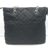 Prada Quilted Tessuto Nylon Impuntu Chain Strap Tote Black Large Shoulder Bag
