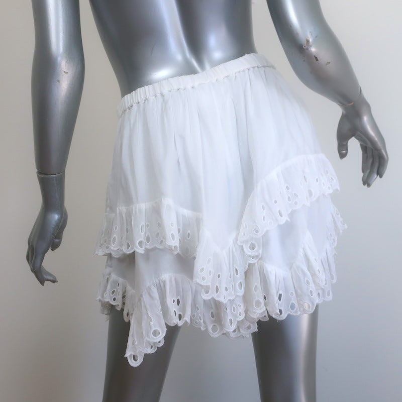 Isabel Marant Etoile Ruffled Eyelet-Embroidered Top &amp; Shorts Set White Size 40