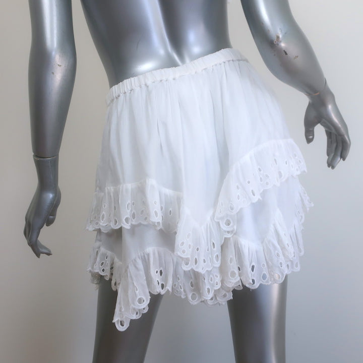 Isabel Marant Etoile Ruffled Eyelet-Embroidered Top &amp; Shorts Set White Size 40