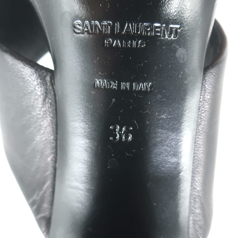 Saint Laurent LouLou Crisscross Sandals Black Leather Size 36 Open Toe Heels