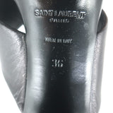Saint Laurent LouLou Crisscross Sandals Black Leather Size 36 Open Toe Heels
