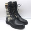 Fendi Rockoko FF Check Knit Combat Boots Black Leather Size 35