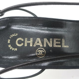 Chanel Camellia CC Faux Pearl Slingback Pumps Black Grosgrain Size 41