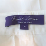 Ralph Lauren Collection Jody High-Rise Wide Leg Pants White Cotton Size 10