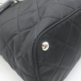 Prada Quilted Tessuto Nylon Impuntu Chain Strap Tote Black Large Shoulder Bag
