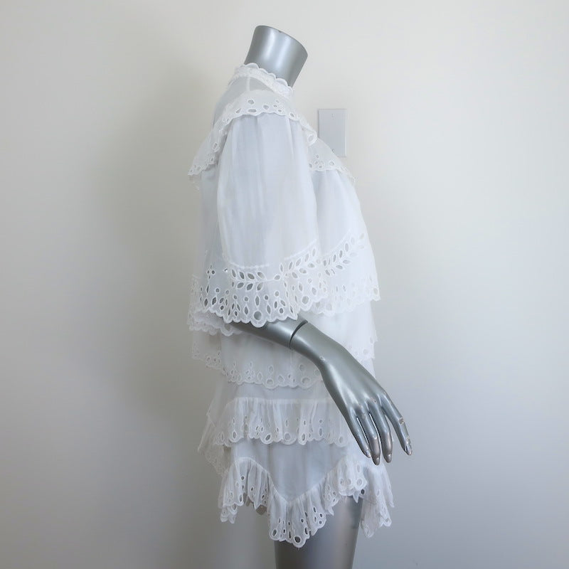 Isabel Marant Etoile Ruffled Eyelet-Embroidered Top &amp; Shorts Set White Size 40