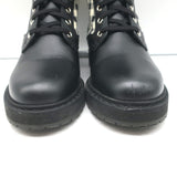 Fendi Rockoko FF Check Knit Combat Boots Black Leather Size 35