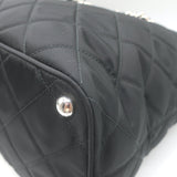 Prada Quilted Tessuto Nylon Impuntu Chain Strap Tote Black Large Shoulder Bag