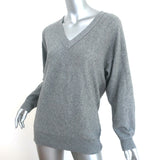 Brochu Walker Elbow Patch Sweater Gray Wool-Cashmere Size Medium V-Neck Pullover