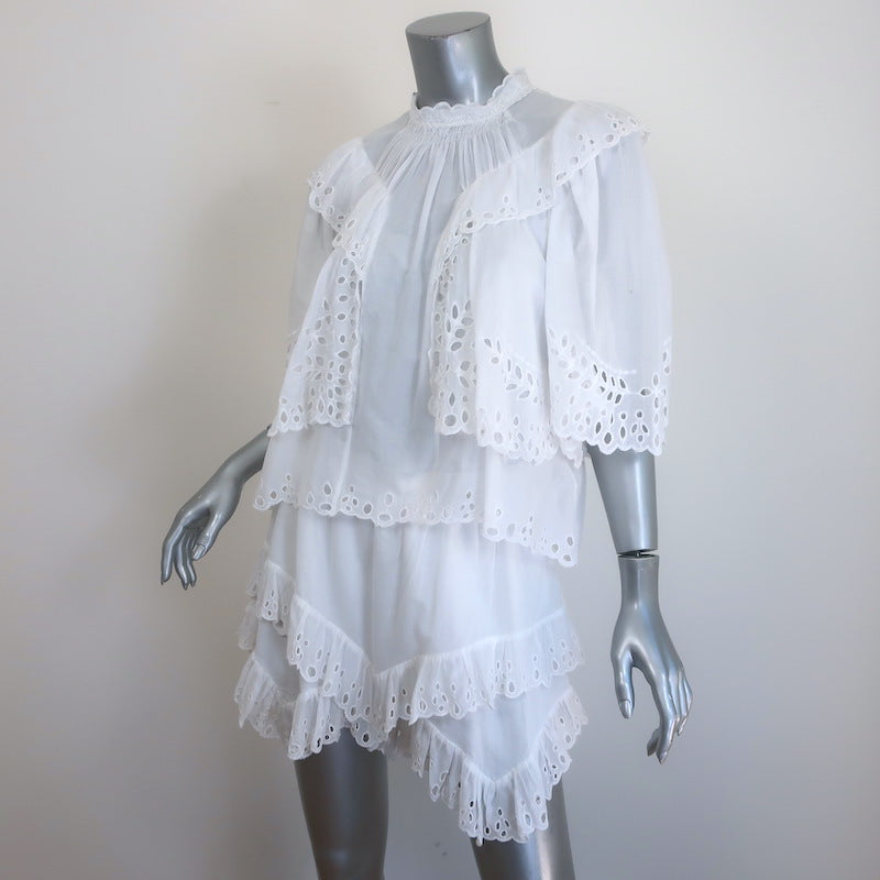 Isabel Marant Etoile Ruffled Eyelet-Embroidered Top &amp; Shorts Set White Size 40