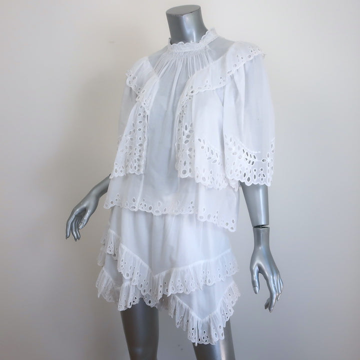 Isabel Marant Etoile Ruffled Eyelet-Embroidered Top &amp; Shorts Set White Size 40