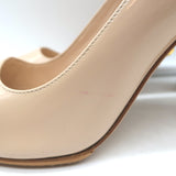 Prada Peep Toe Pumps Nude Patent Leather Size 39.5