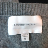 Brochu Walker Elbow Patch Sweater Gray Wool-Cashmere Size Medium V-Neck Pullover