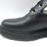 Fendi Rockoko FF Check Knit Combat Boots Black Leather Size 35
