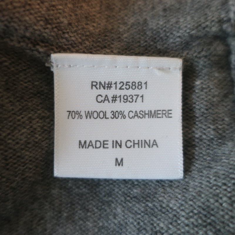 Brochu Walker Elbow Patch Sweater Gray Wool-Cashmere Size Medium V-Neck Pullover
