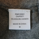 Brochu Walker Elbow Patch Sweater Gray Wool-Cashmere Size Medium V-Neck Pullover