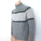 Brunello Cucinelli Colorblock Zip-Up Cardigan Gray Wool-Cashmere Size 46