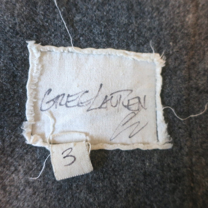 Greg Lauren Nomad Shearling-Hood Coat Beige Military Canvas &amp; Gray Wool Size 3