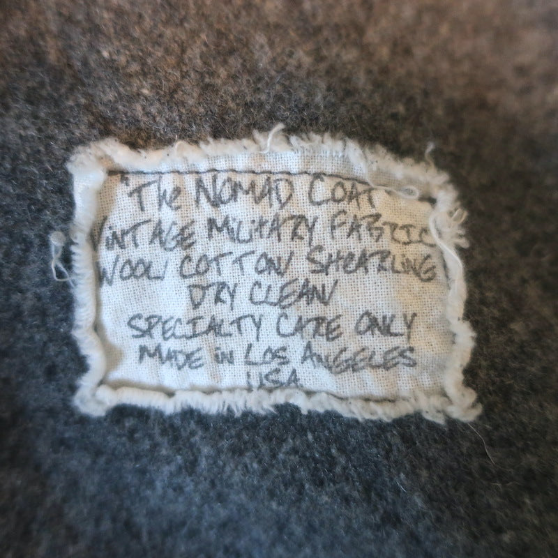 Greg Lauren Nomad Shearling-Hood Coat Beige Military Canvas &amp; Gray Wool Size 3