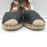 Valentino Rockstud Double Espadrille Wedges Black Grained Leather Size 41