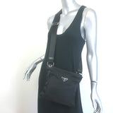 Prada Tessuto Nylon Front Pocket Flat Crossbody Bag Black