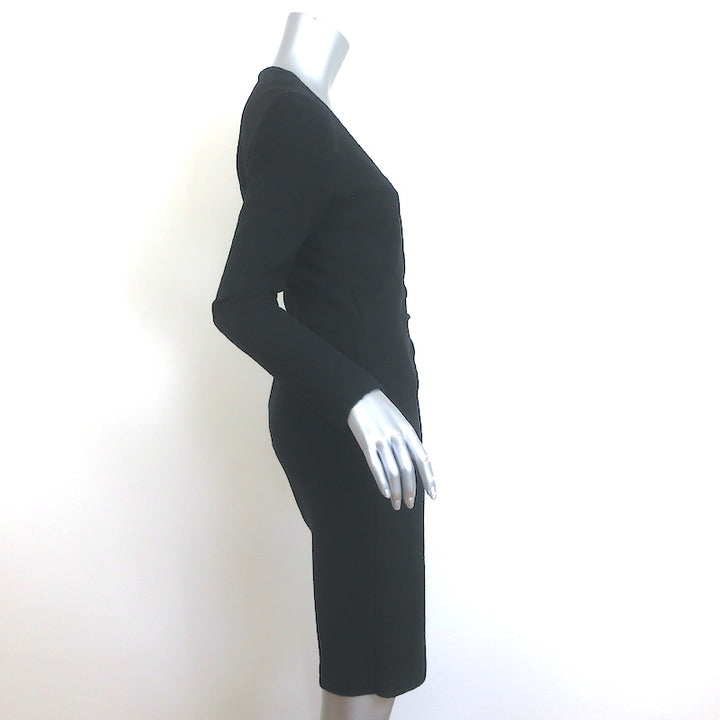 St. John Evening Crystal Pin-Embellished Long Sleeve Dress Black Knit Size 2