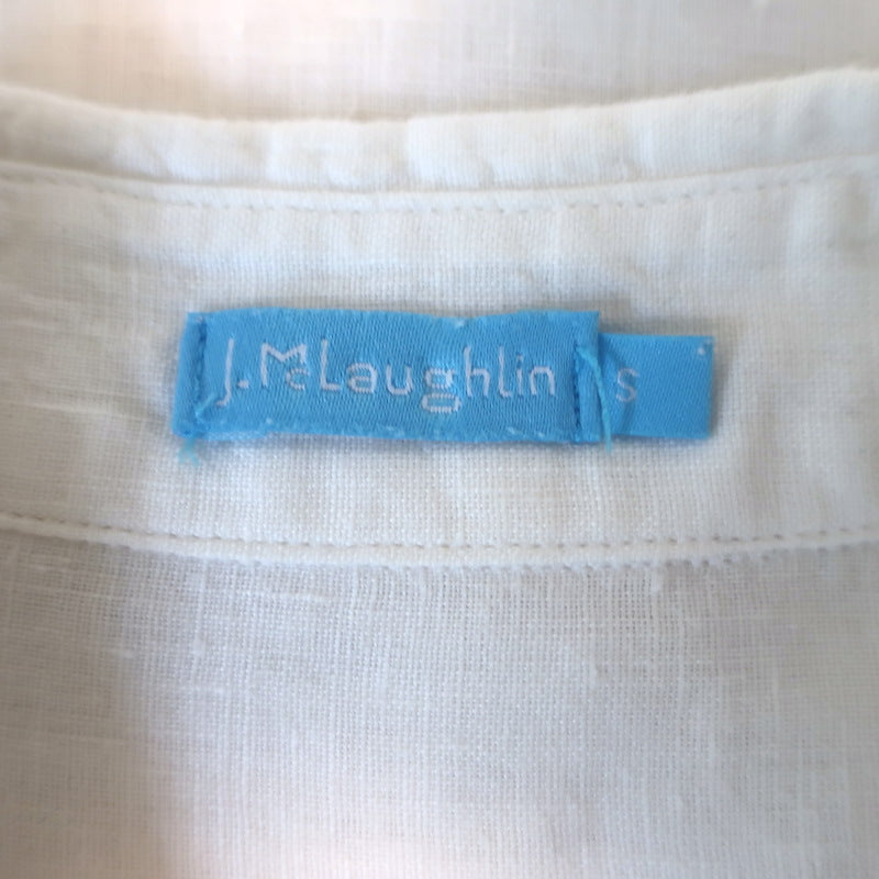 J.McLaughlin Britt Linen Button Down Shirt White Size Small