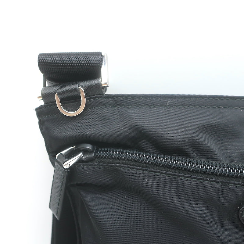 Prada Tessuto Nylon Front Pocket Flat Crossbody Bag Black
