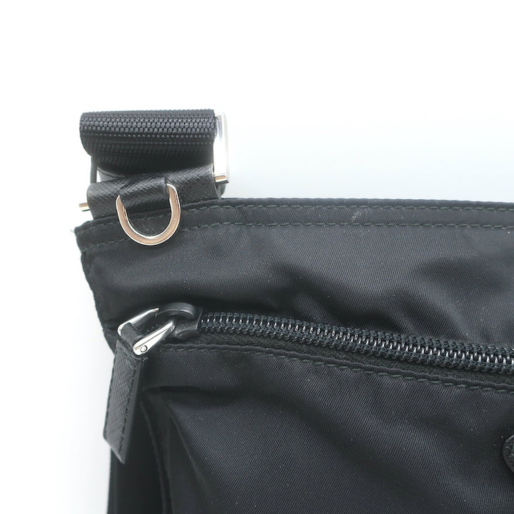 Prada Tessuto Nylon Front Pocket Flat Crossbody Bag Black