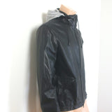 adidas Y-3 Perforated Logo Hooded Leather Jacket Black Size Medium