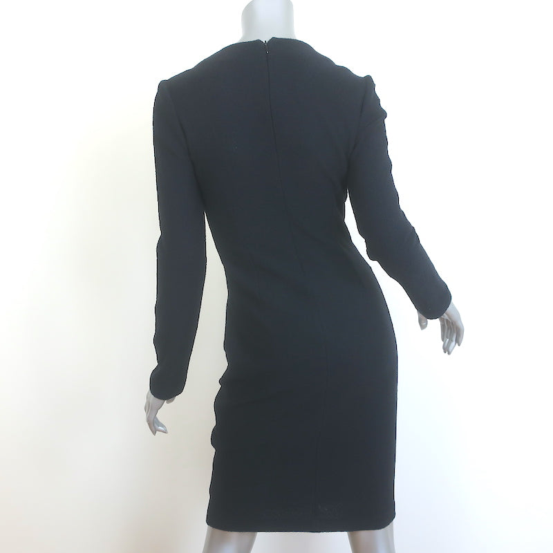 St. John Evening Crystal Pin-Embellished Long Sleeve Dress Black Knit Size 2