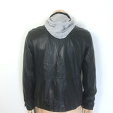 adidas Y-3 Perforated Logo Hooded Leather Jacket Black Size Medium