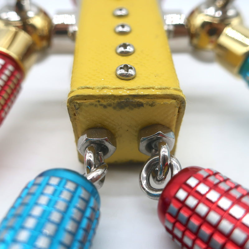 Prada Robot Keychain Bag Charm Yellow Saffiano Leather