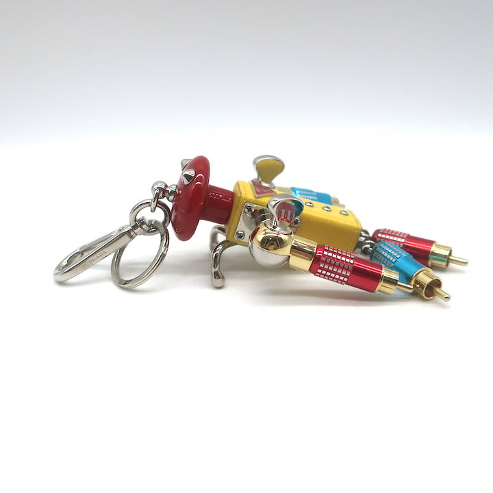 Prada Robot Keychain Bag Charm Yellow Saffiano Leather