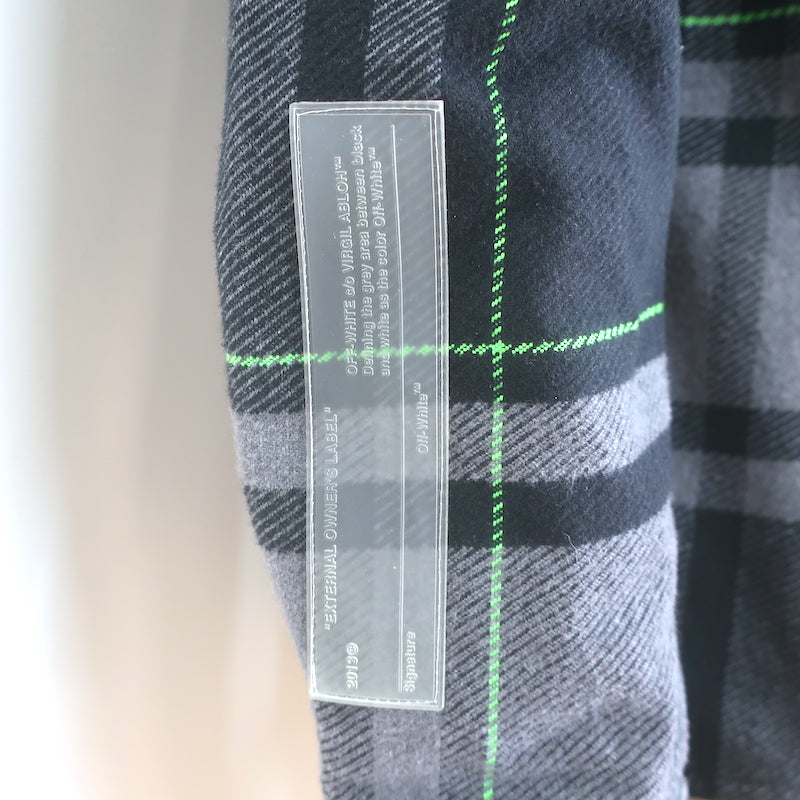 Off-White c/o Virgil Abloh Impressionism Flannel Plaid Jacket Gray Size Medium