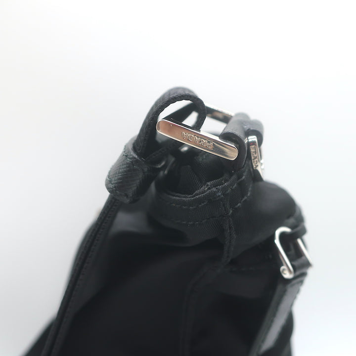 Prada Tessuto Nylon Front Pocket Flat Crossbody Bag Black